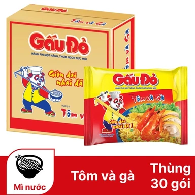 Box of 30 packs of Red Bear noodles, shrimp and chicken, 63g