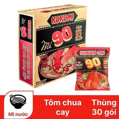 Box of 30 packs of Kokomi noodles 90 spicy and sour shrimp 90g